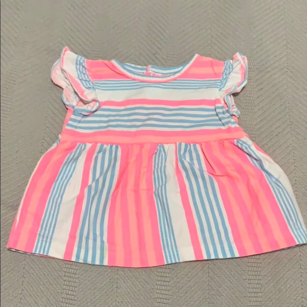 Pink, white and blue baby shirt